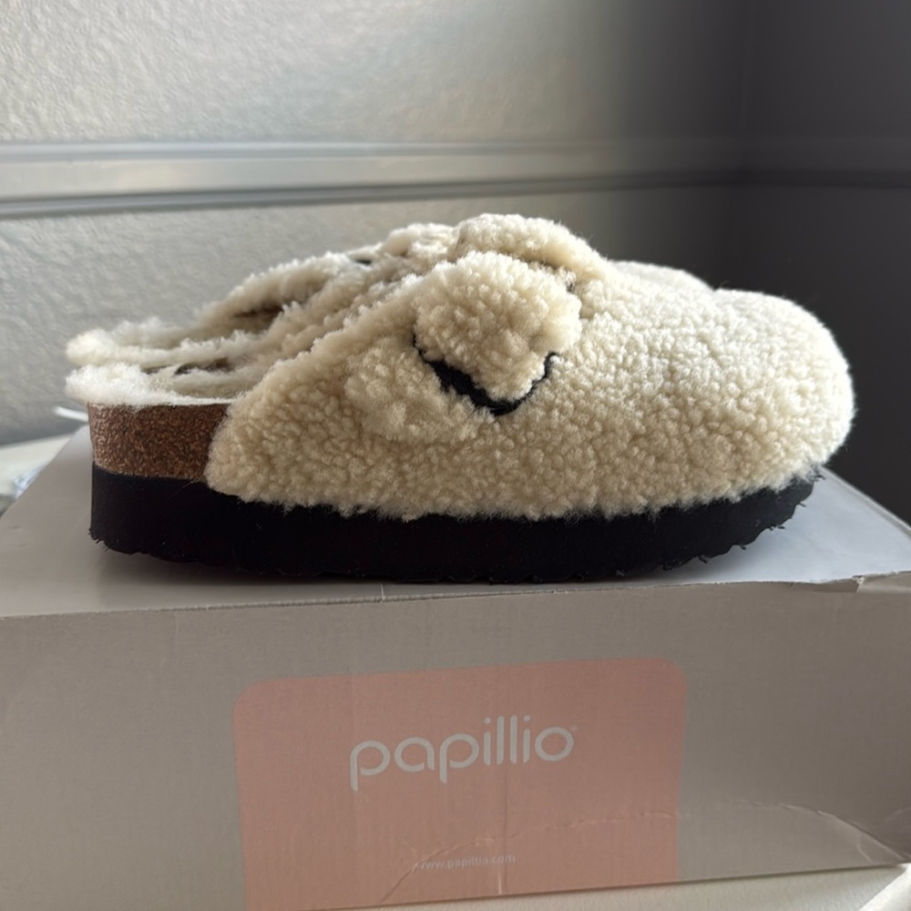 Birkenstock Papillio Boston Big Buckle Platform Shearling Teddy